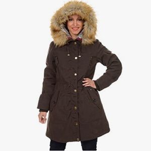 1 Madison Expedition Heritage Brown Parka Hood With Detachable Faux Fur Small